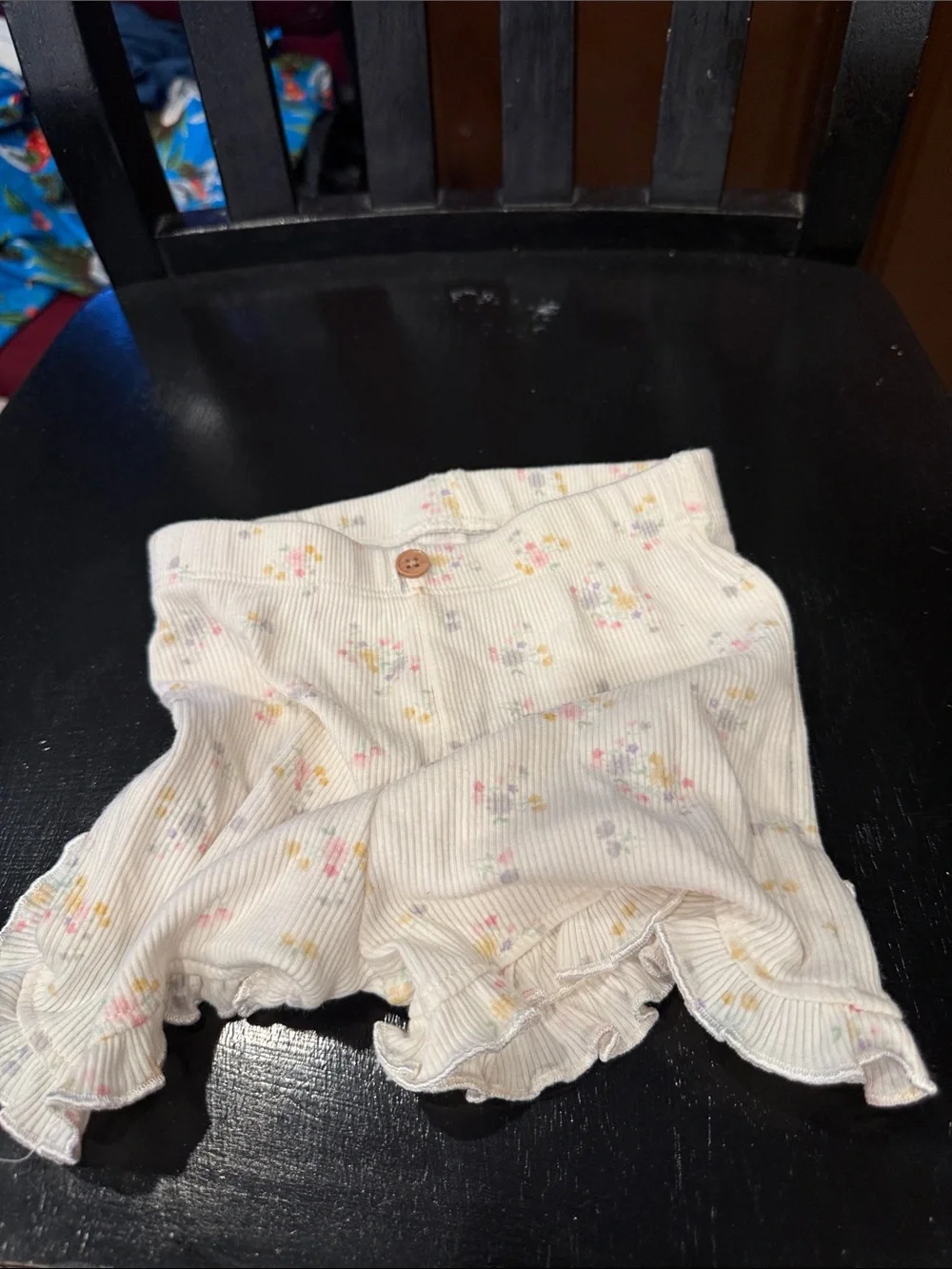 Cream Floral Ruffle Baby Shorts